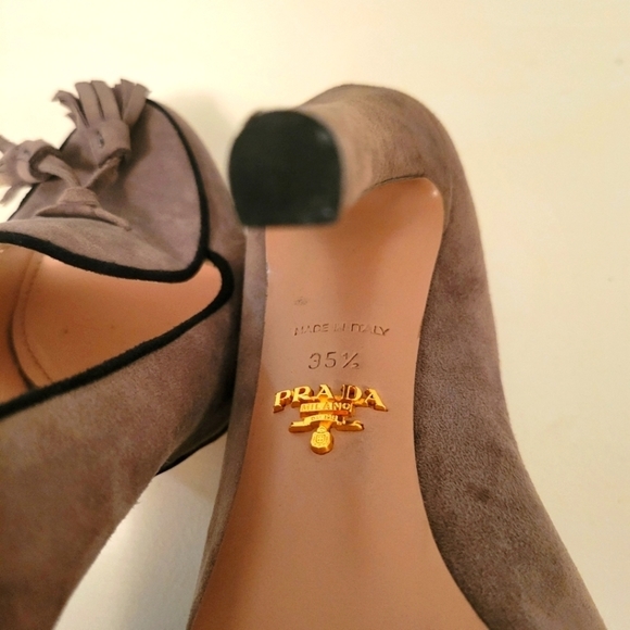 Suede Prada Heel Shoes Size 35.5 - Picture 5 of 7